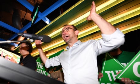 Australian Greens hail ‘best result ever’ with dramatic gains in lower house and Senate
